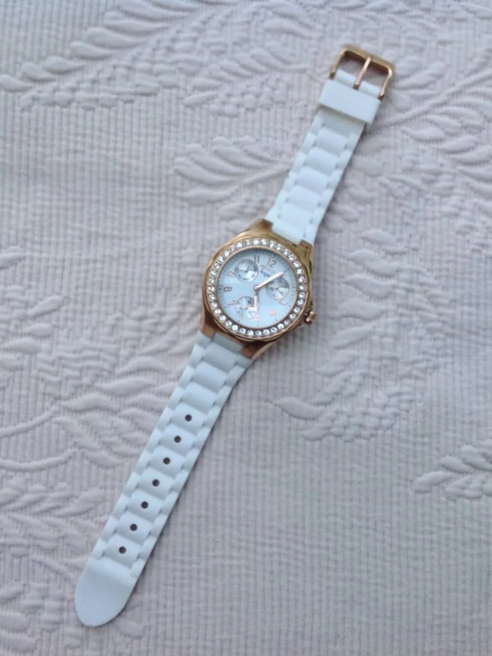 Invicta Angel Ladies Watch Rose Gold, Complications, White Band
